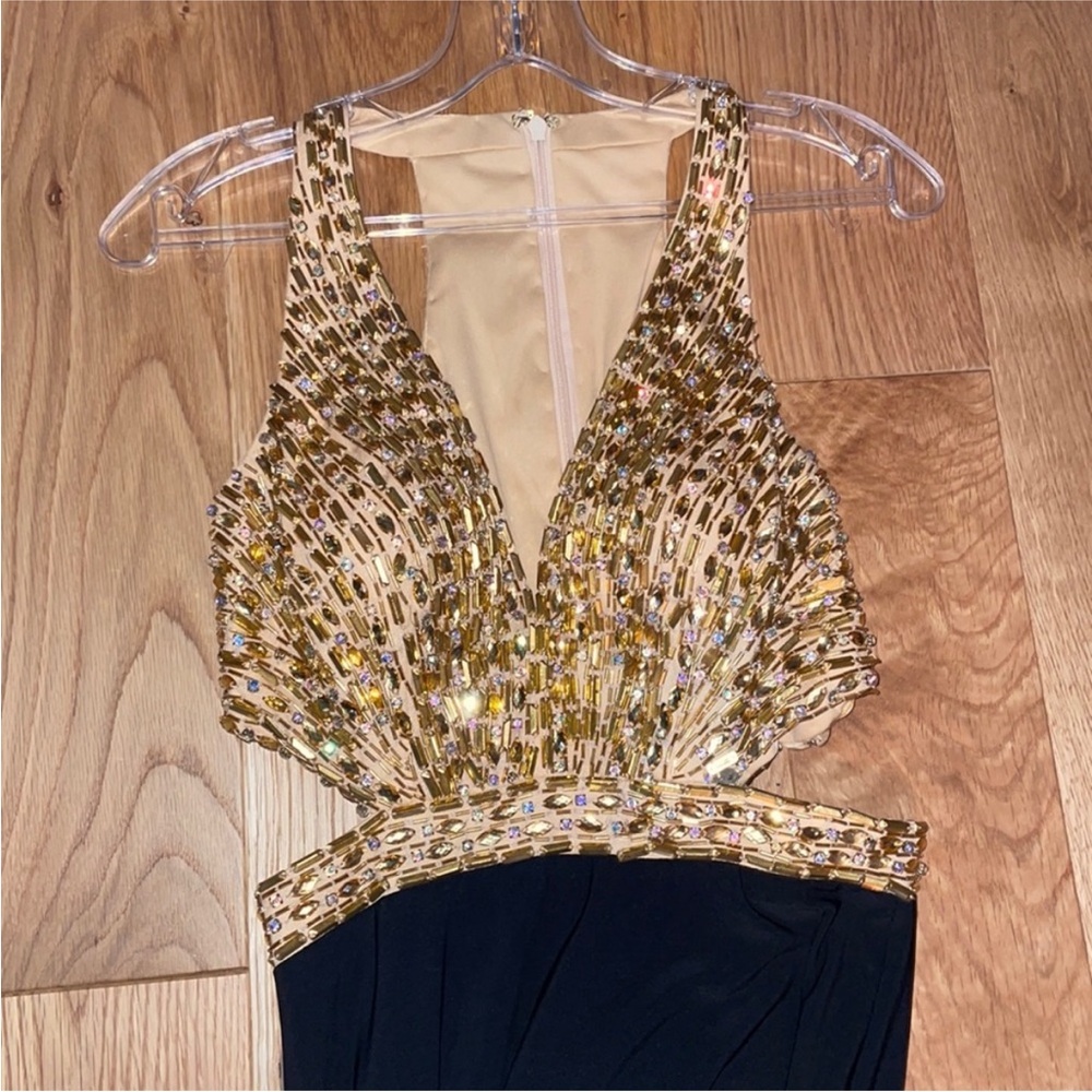 Mac Duggal Gold Embellished Gown size 0